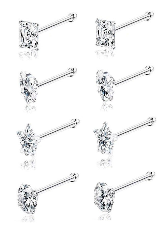 SEEDRILL 8Pcs 20G Nose Rings studs for Woman Hypoallergenic Straight Nose Studs 316L Surgical Steel with Gold Plated Nose Piercings Jewelry 3mm CZ L Shape Nose Ring 20 Gauge Nose Stud Nose Screw Studs - Image 1